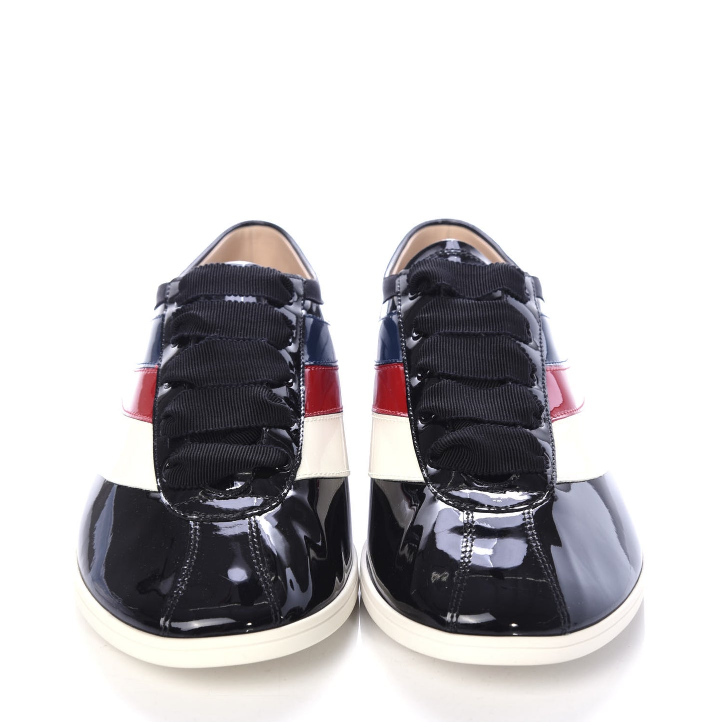 Patent Calfskin Web Falacer Sneakers 9 Black