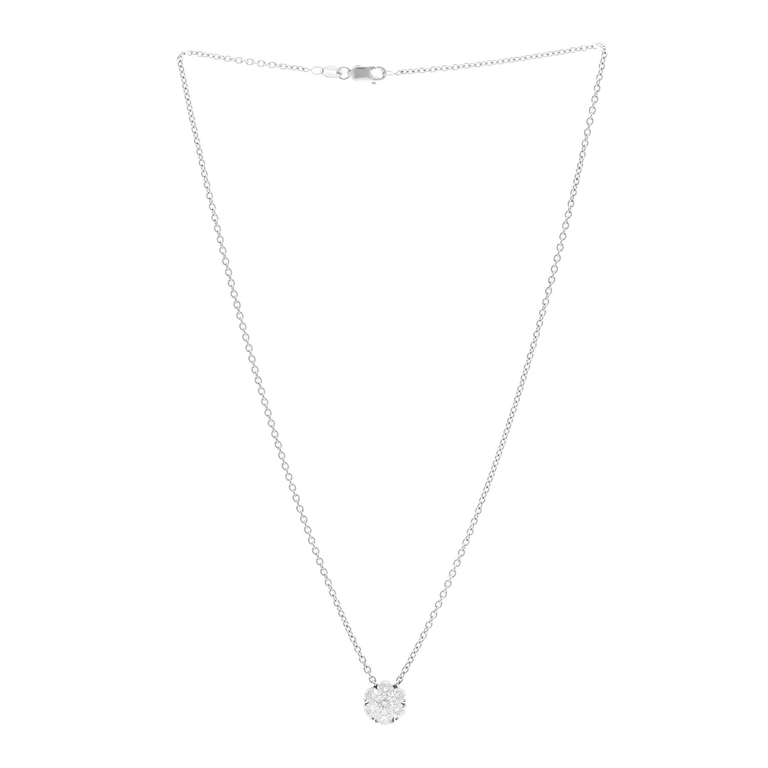 Van Cleef & Arpels Platinum Diamond Fleurette Pendant Necklace 3 of 5
