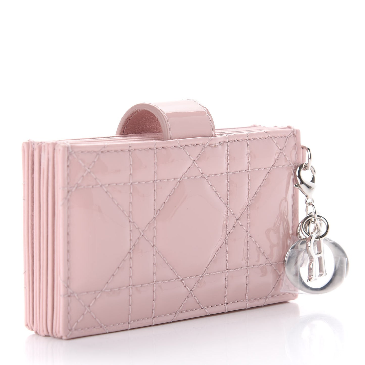 Patent Cannage Lady Dior 5-Gusset Card Holder Pink