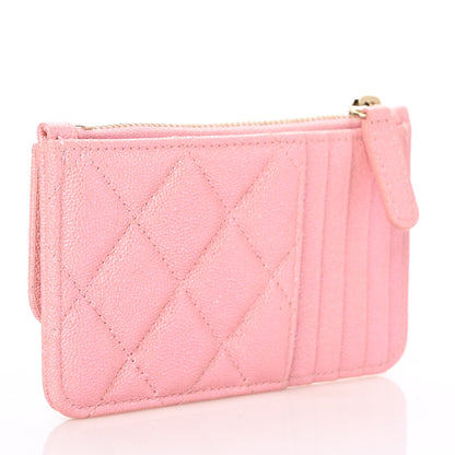 Chanel Iridescent Caviar Quilted Flap Zip Card Holder Pink 3 of 7