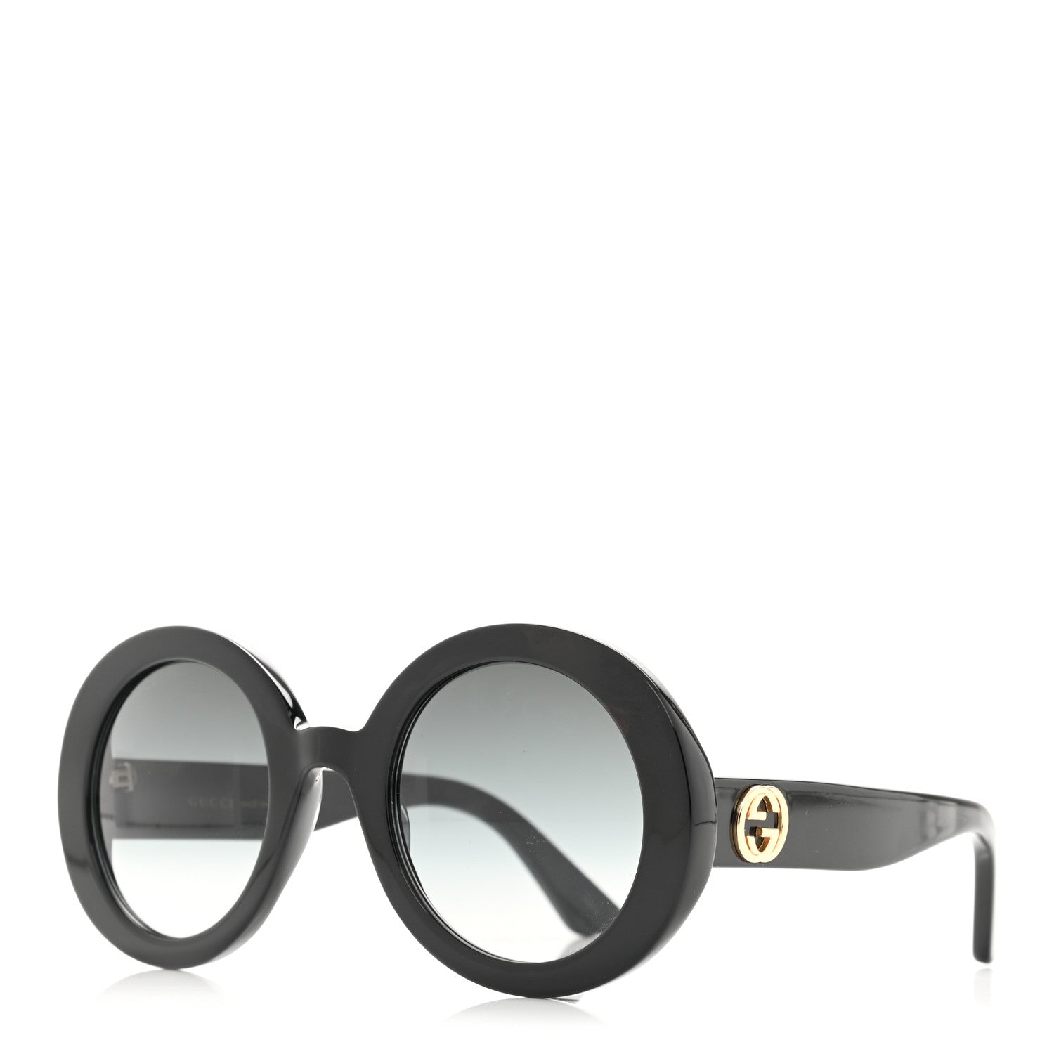 Gucci Acetate Round GG0319S Sunglasses Black Grey 1 of 9