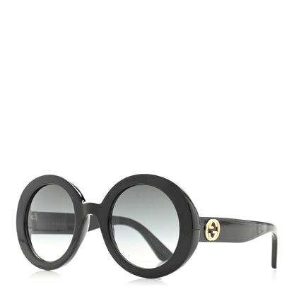 Gucci Acetate Round GG0319S Sunglasses Black Grey 1 of 9
