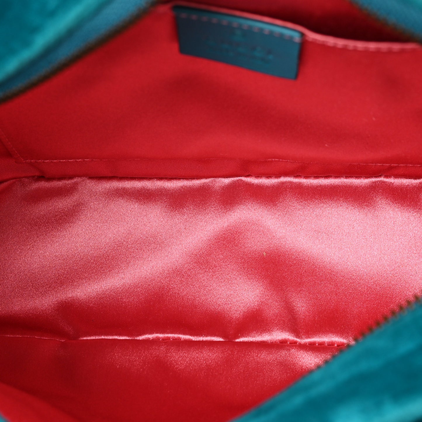 Velvet Matelasse Small GG Marmont Chain Shoulder Bag Pavone Cyan