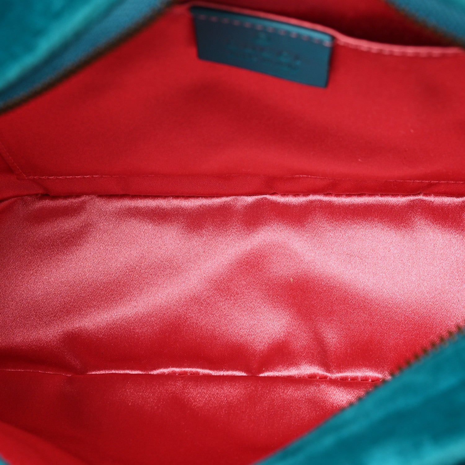 Gucci Velvet Matelasse Small GG Marmont Chain Shoulder Bag Pavone Cyan 5 of 9