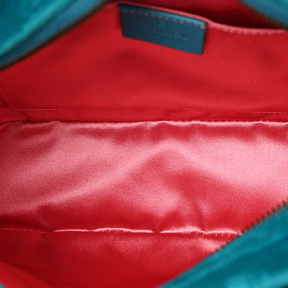 Gucci Velvet Matelasse Small GG Marmont Chain Shoulder Bag Pavone Cyan 5 of 9