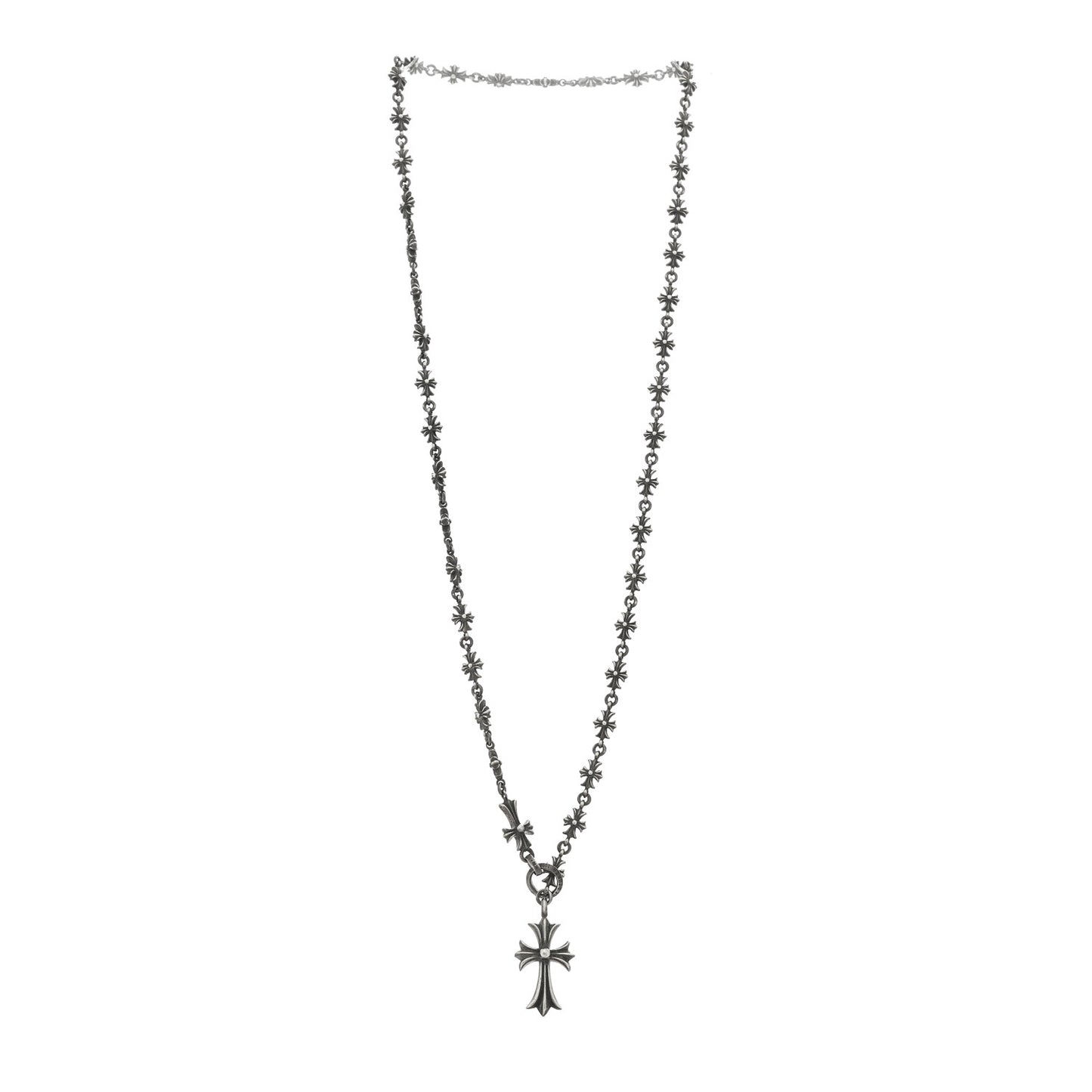 Sterling Silver Lariat Cross Pendant Necklace