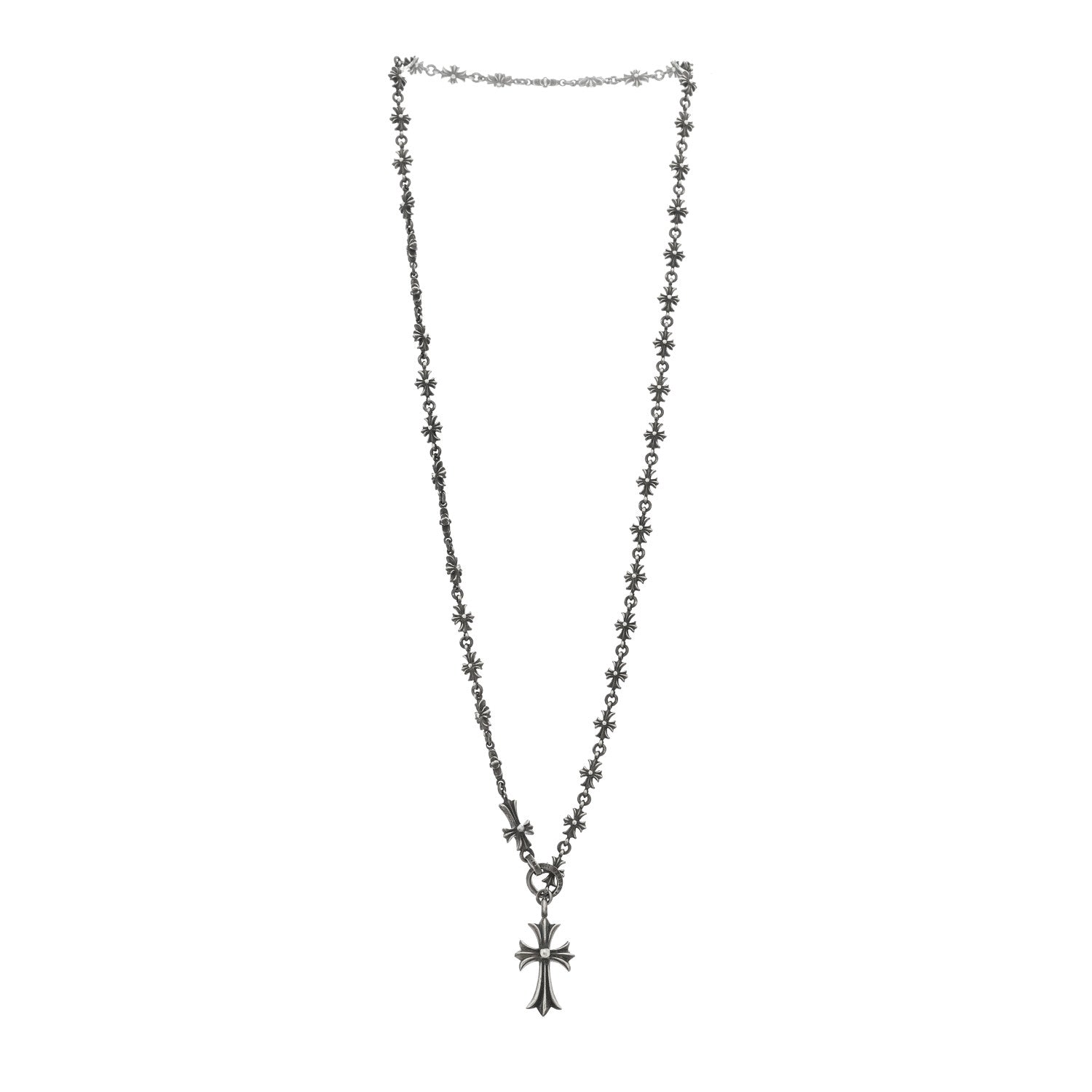 Chrome Hearts Sterling Silver Lariat Cross Pendant Necklace 3 of 5