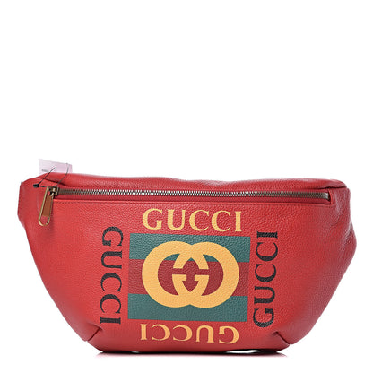 Gucci Grained Calfskin Logo Belt Bag Hibiscus Red 1 of 9