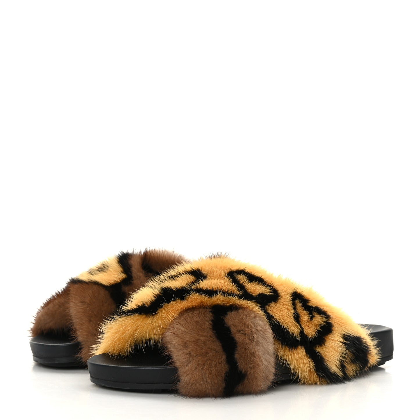 Mink Fur Open Your Heart Sandals 39 Multicolor