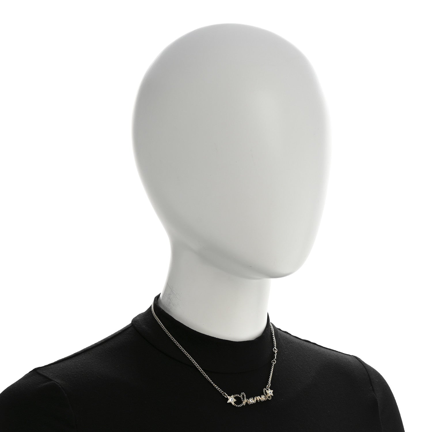 Chanel Metal Crystal Logo Star Necklace Gold 2 of 6