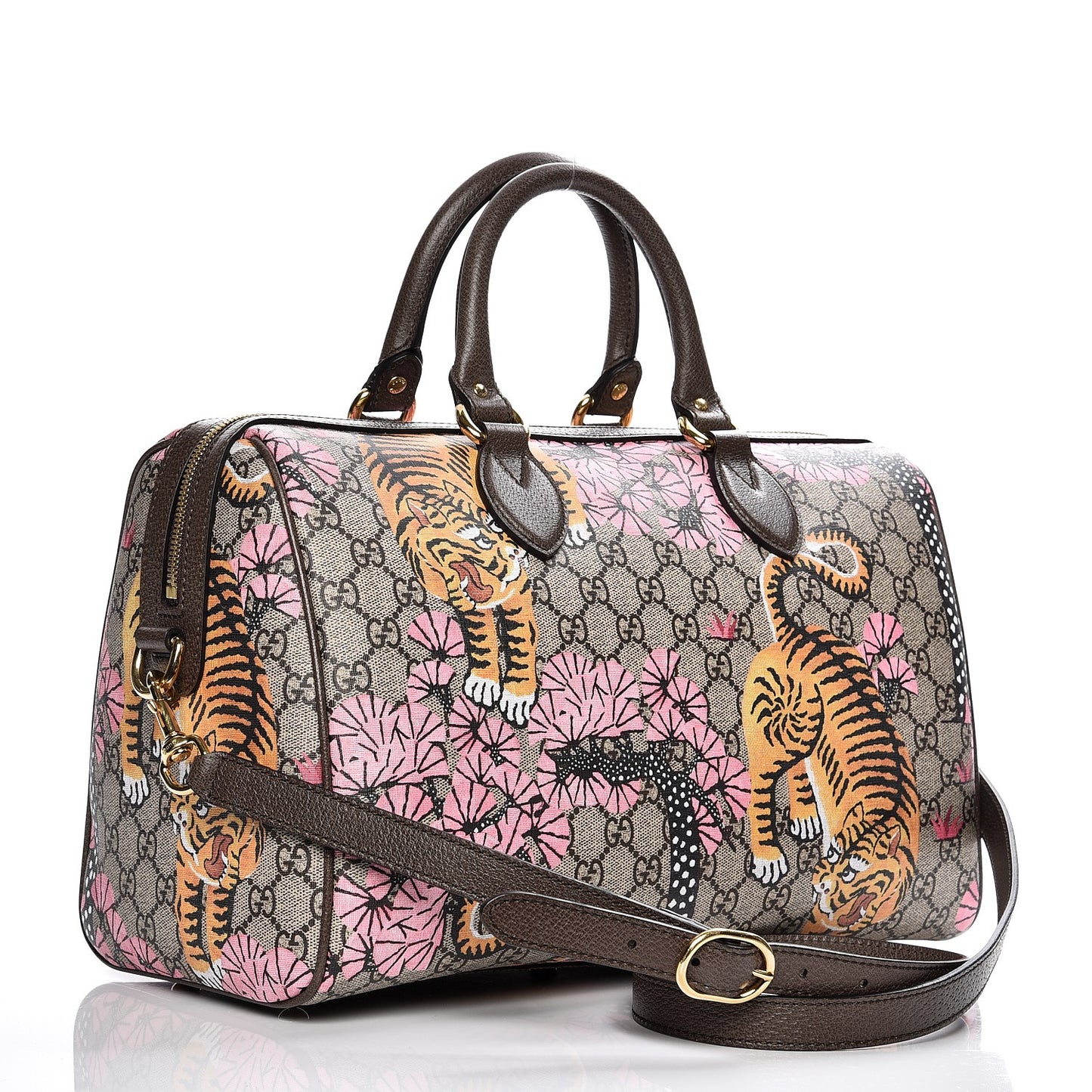 GG Supreme Monogram Bengal Medium Boston Beige PInk