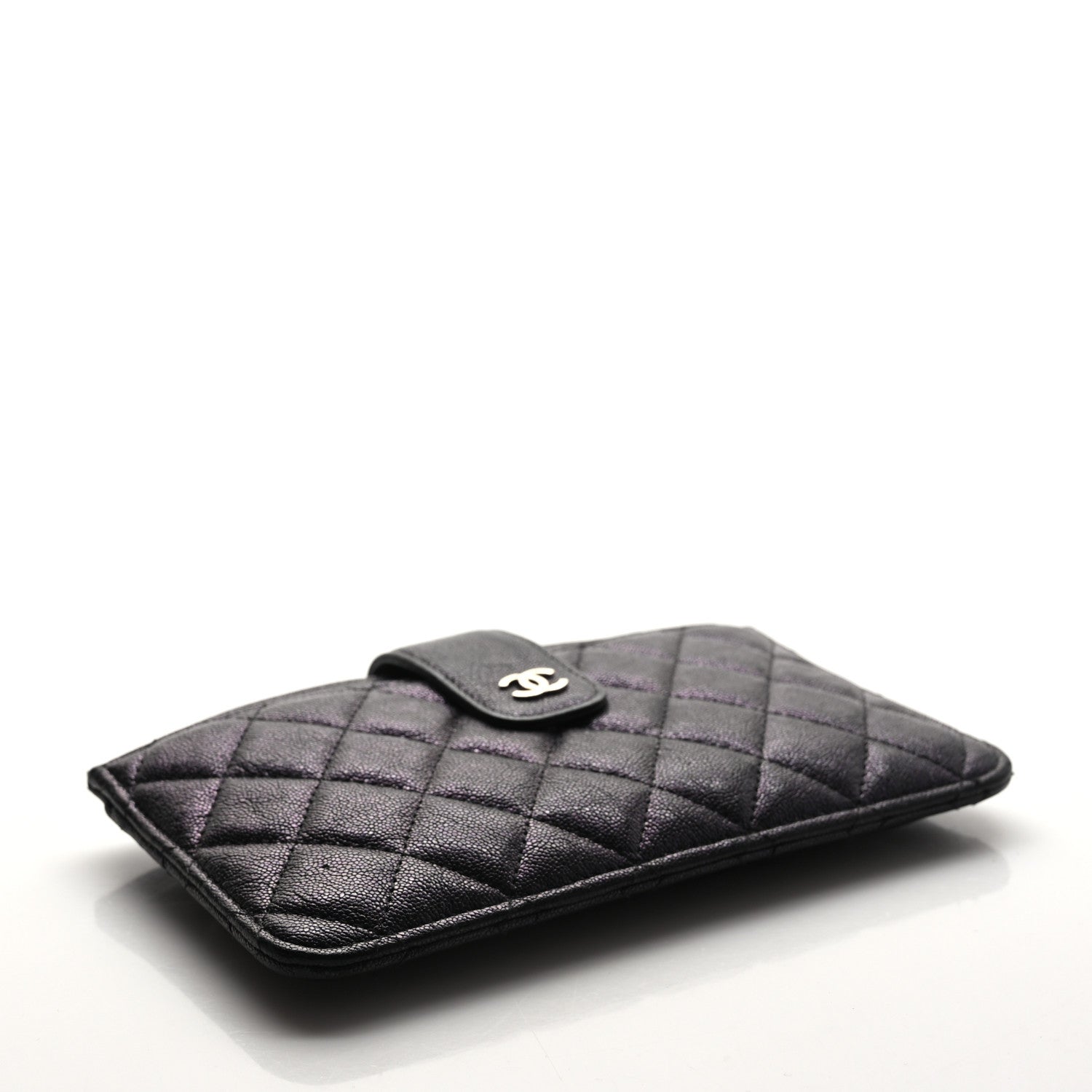 Chanel Iridescent Caviar Quilted Classic Strap Pouch Black 4 of 9