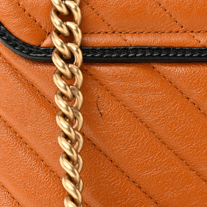 Gucci Vintage Effect Calfskin Matelasse Diagonal Small Torchon GG Marmont Shoulder Bag Cognac Black 11 of 11