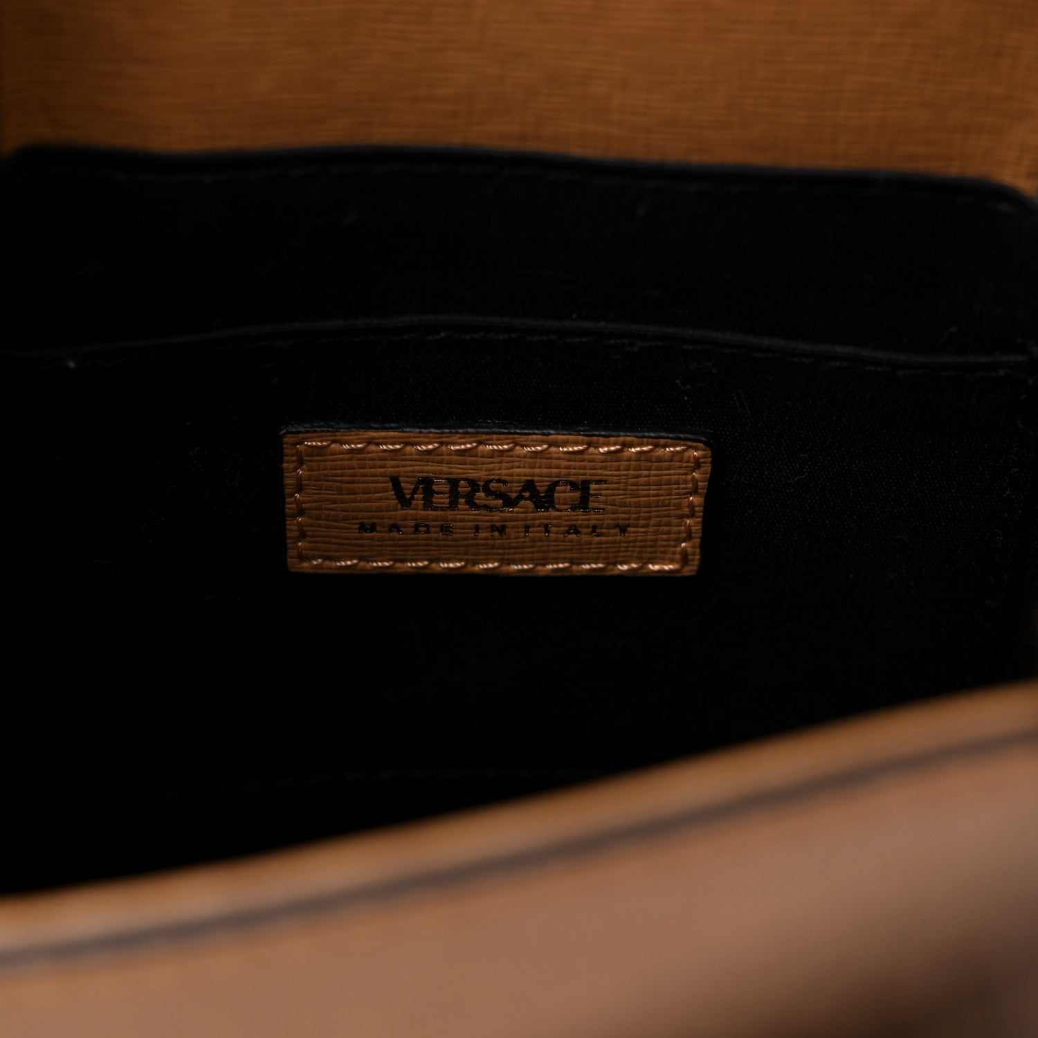 Versace Saffiano Virtus Top Handle Shoulder Bag Camel 6 of 10