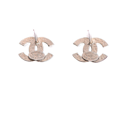 Chanel Crystal Mini Timeless CC Earrings Silver 5 of 5