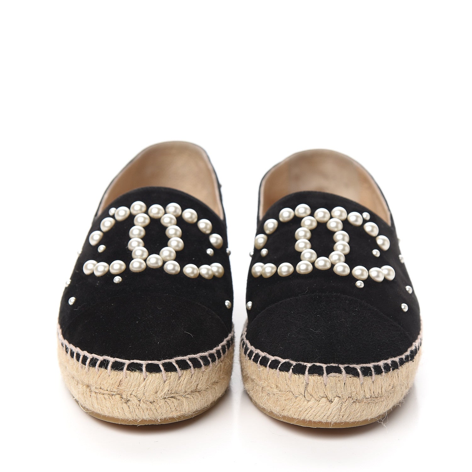 Chanel Suede Pearl CC Espadrilles 38 Black 2 of 11