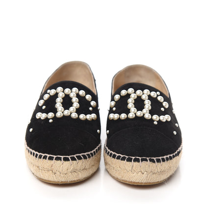 Chanel Suede Pearl CC Espadrilles 38 Black 2 of 11