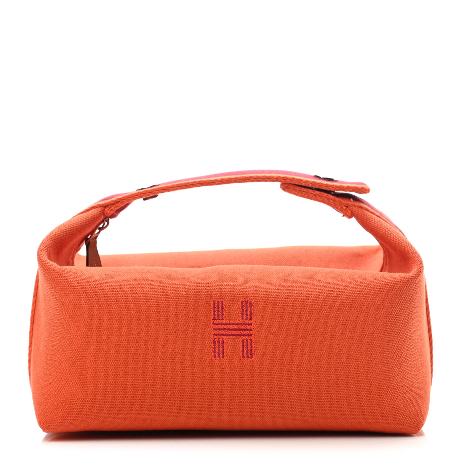 Hermes Canvas Small Bride-A-Brac Pouch Orange Burgundy 1 of 11