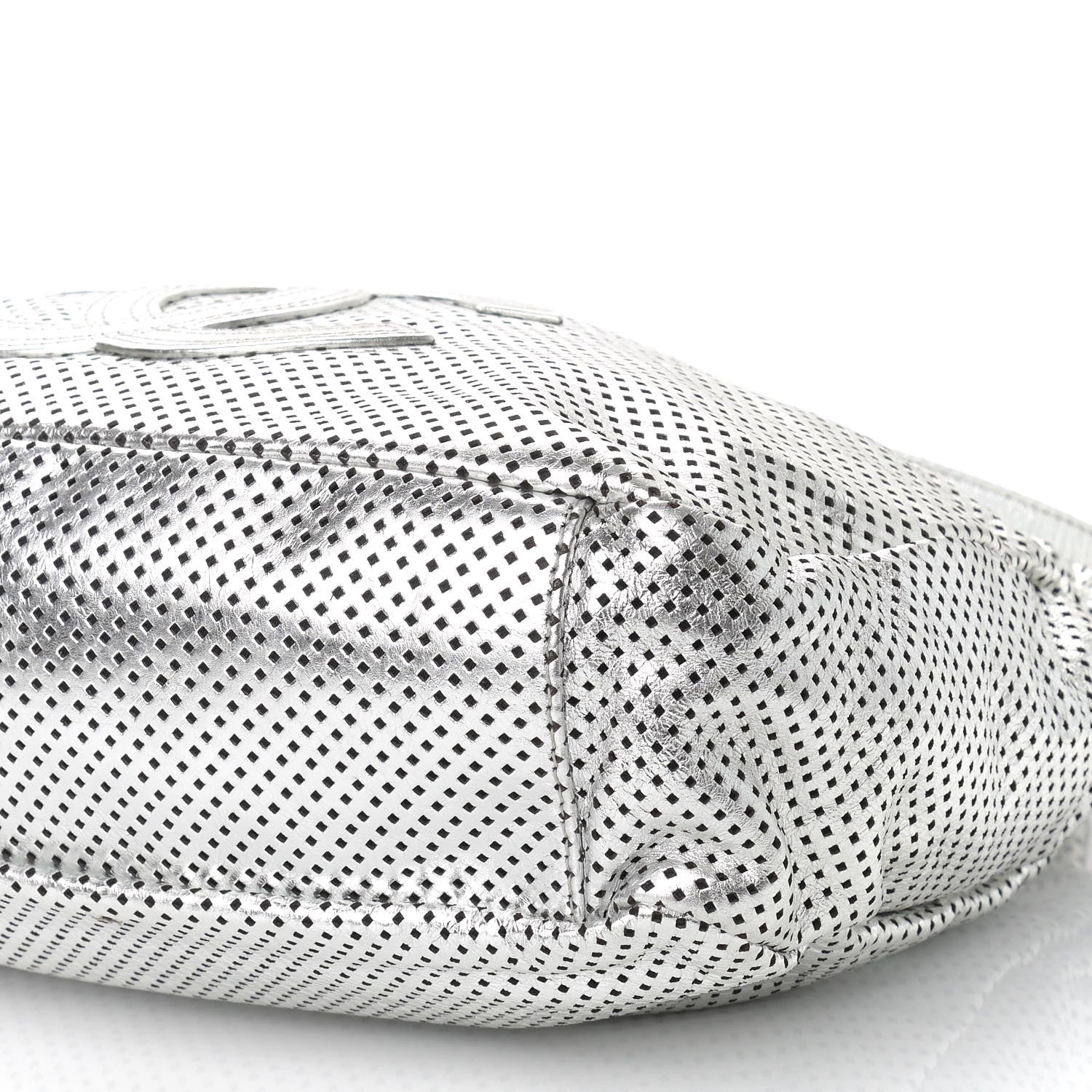 Chanel Metallic Glazed Calfskin Perforated Medium Rodeo Drive Tote Silver 9 of 9