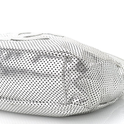 Chanel Metallic Glazed Calfskin Perforated Medium Rodeo Drive Tote Silver 9 of 9