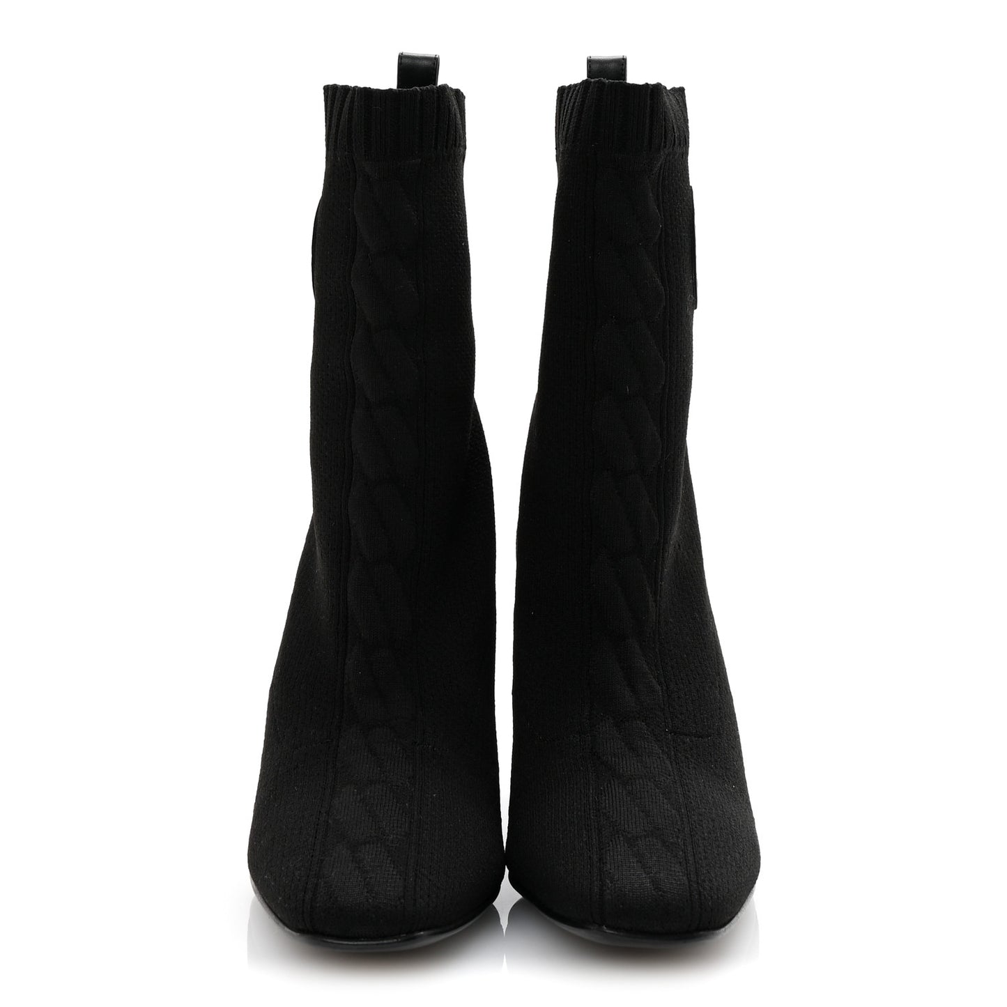 Knit Calfskin Volver 90 Ankle Boots 35 Black