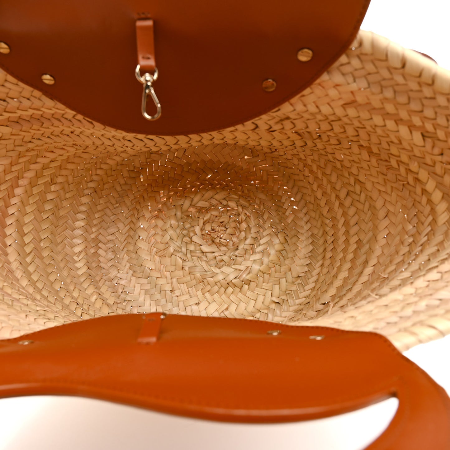 Raffia Calfskin Biloumoon Tote Natural Cuoio