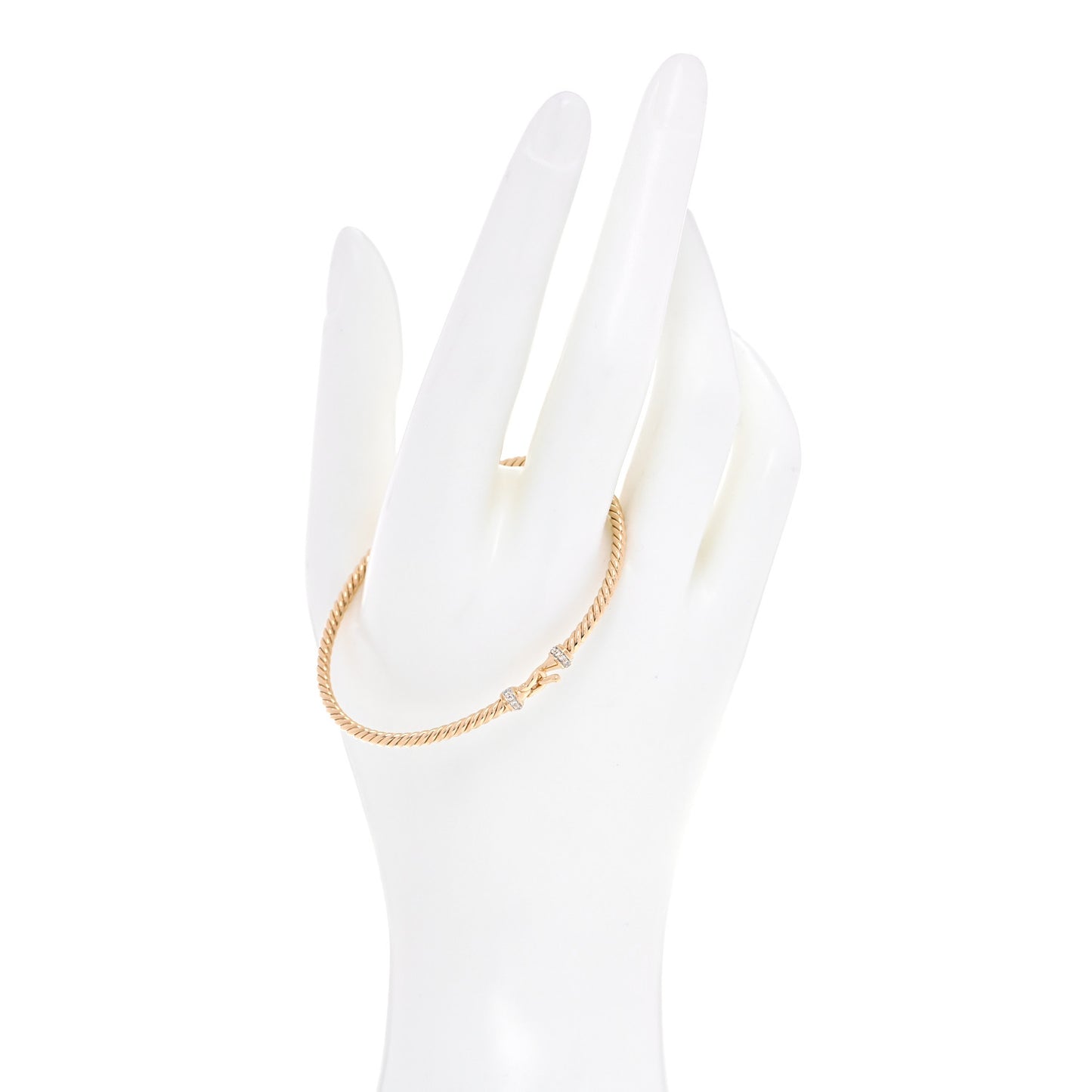 18K Yellow Gold Diamond 2.6mm Cable Collectibles Buckle Bracelet