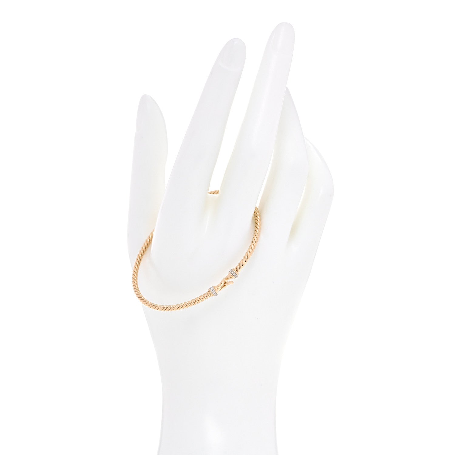 David Yurman 18K Yellow Gold Diamond 2.6mm Cable Collectibles Buckle Bracelet 2 of 6