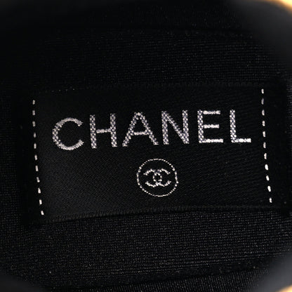 Chanel Suede Calfskin Fabric CC High Top Sneakers 40 Black Turquoise Gold 8 of 9
