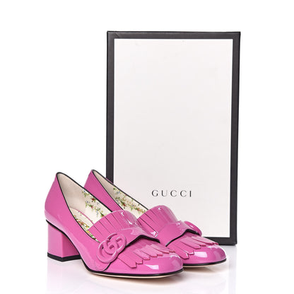 Gucci Vernice GG Marmont Fringe 50mm Loafer Pumps 36.5 Rododendro 10 of 10