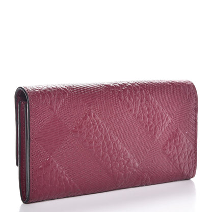 Burberry Signature Grain Calfskin Check Embossed Porter Continental Wallet Dark Plum 3 of 8