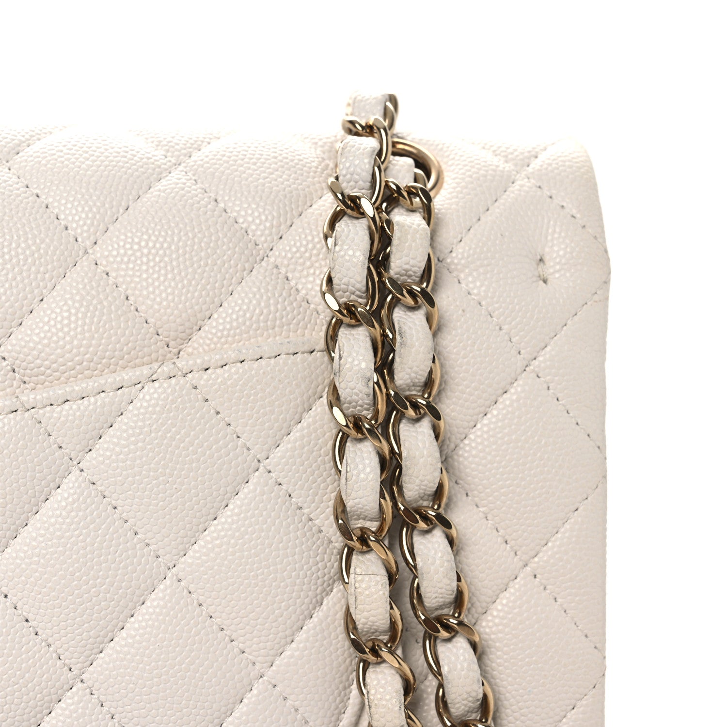 Chanel Caviar Quilted Medium Double Flap White 12 of 13