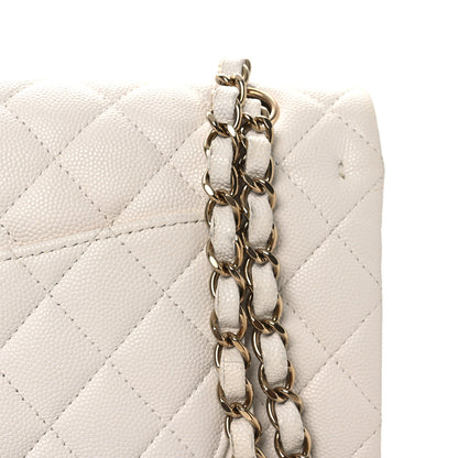 Chanel Caviar Quilted Medium Double Flap White 12 of 13