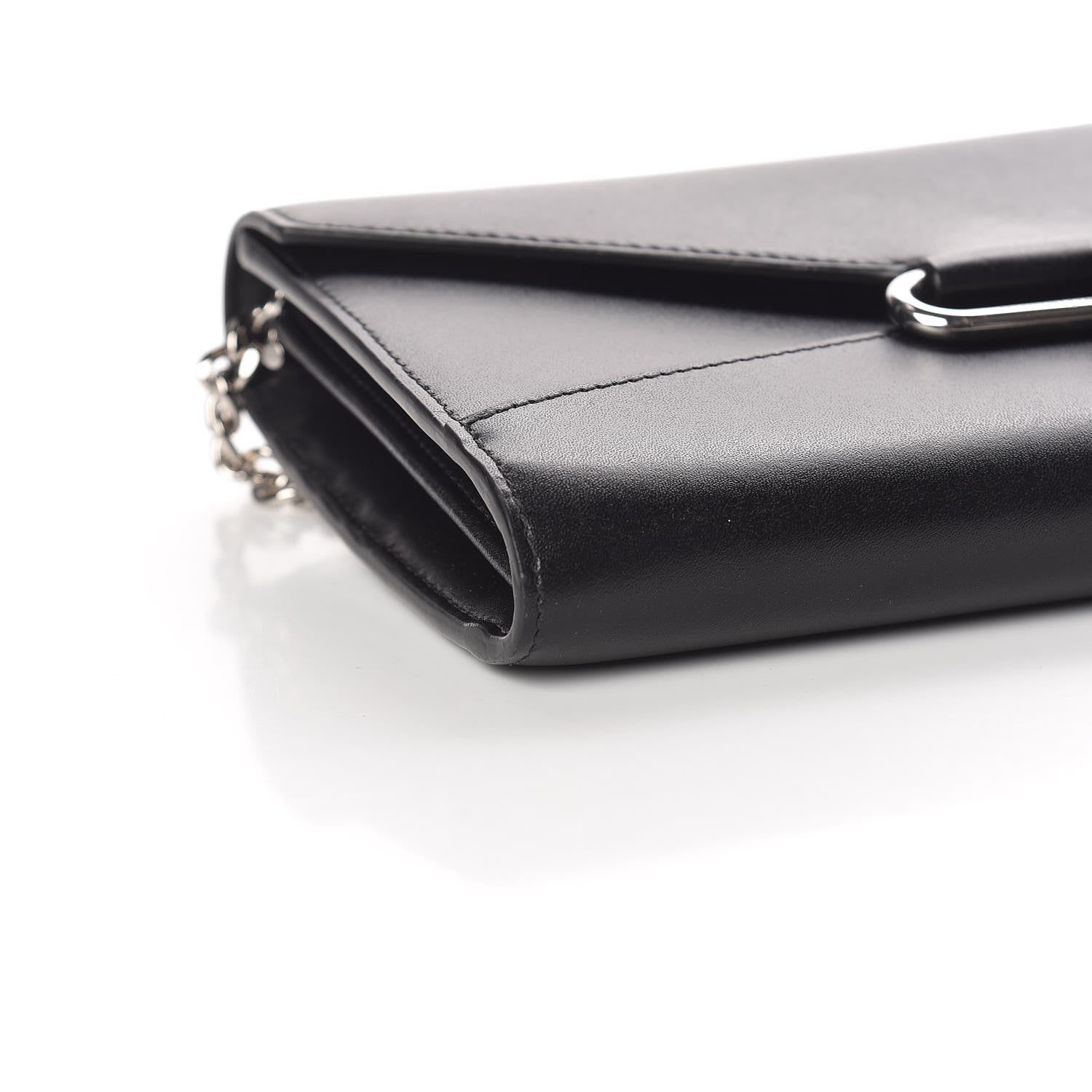 Alexander McQueen Calfskin Crystal Pin Envelope Wallet On Chain Black 5 of 11
