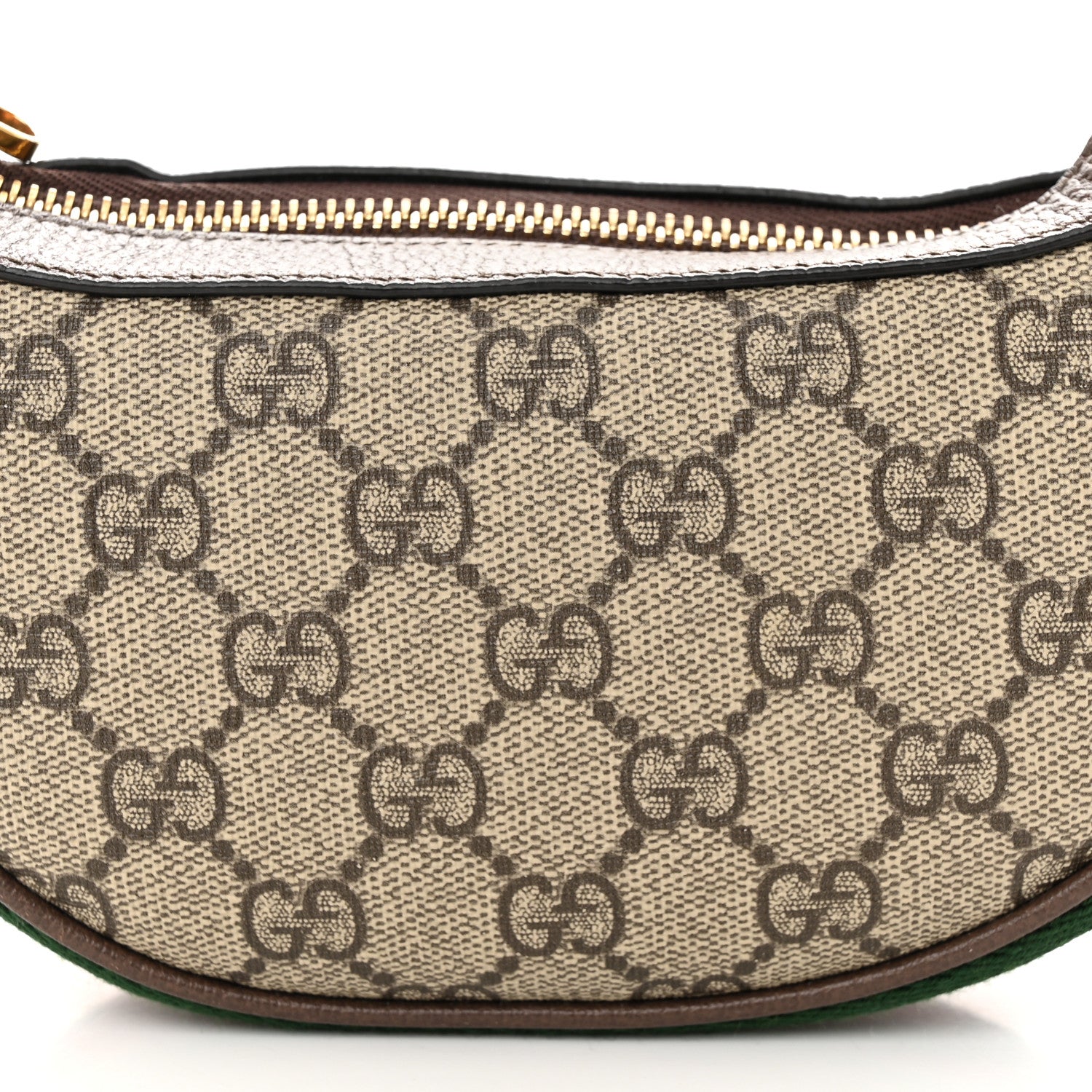 Gucci GG Supreme Monogram Textured Calfskin Web Mini Ophidia Half Moon Hobo Beige Ebony New Acero 8 of 11