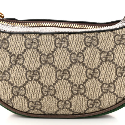 Gucci GG Supreme Monogram Textured Calfskin Web Mini Ophidia Half Moon Hobo Beige Ebony New Acero 8 of 11