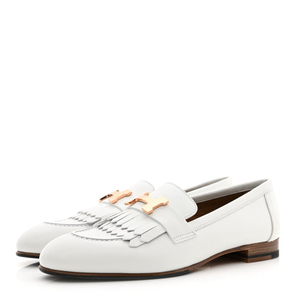 Hermes Calfskin Womens Royal Loafers 36.5 White 3 of 10