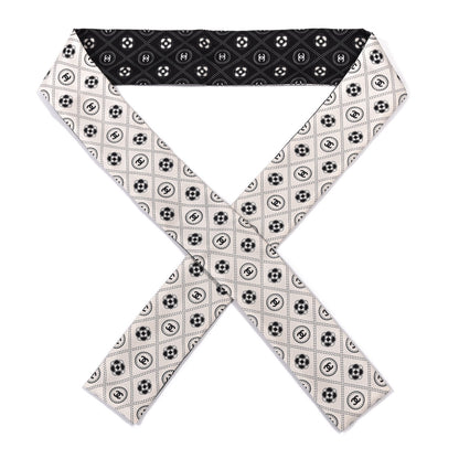 Chanel Silk CC Polka Dot Slim Bandeau Scarf Black Ecru 1 of 3