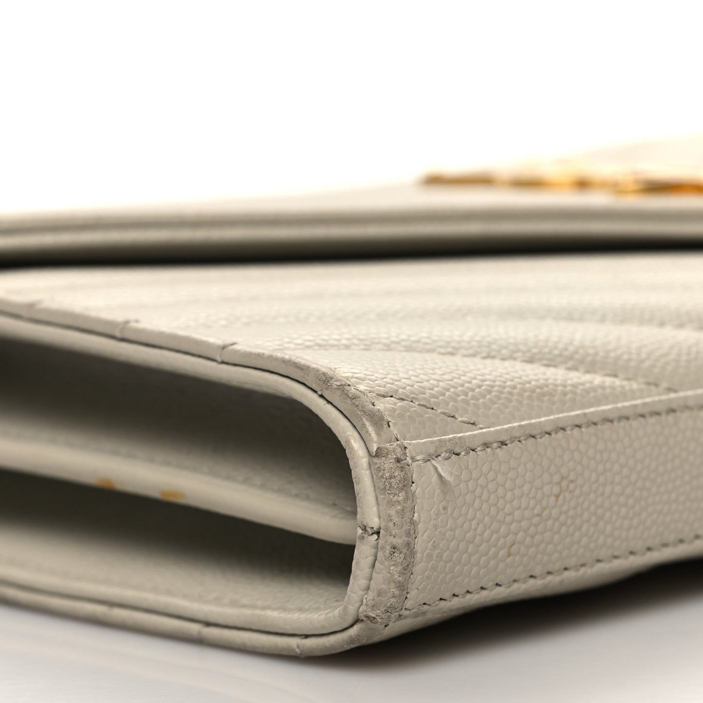 Grain De Poudre Matelasse Chevron Monogram Chain Wallet Crema Soft