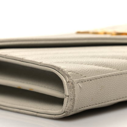 Saint Laurent Grain De Poudre Matelasse Chevron Monogram Chain Wallet Crema Soft 8 of 16