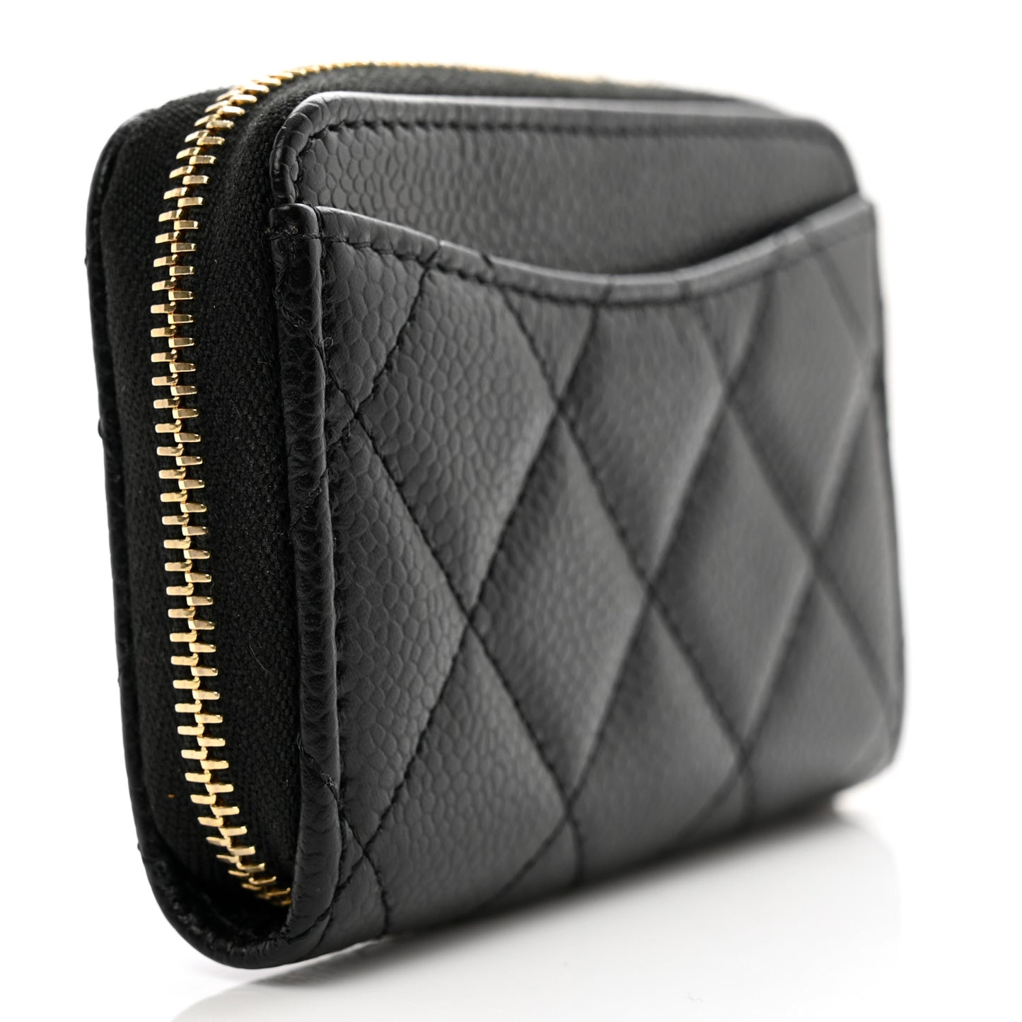 Caviar Quilted Zip Coin Purse Black