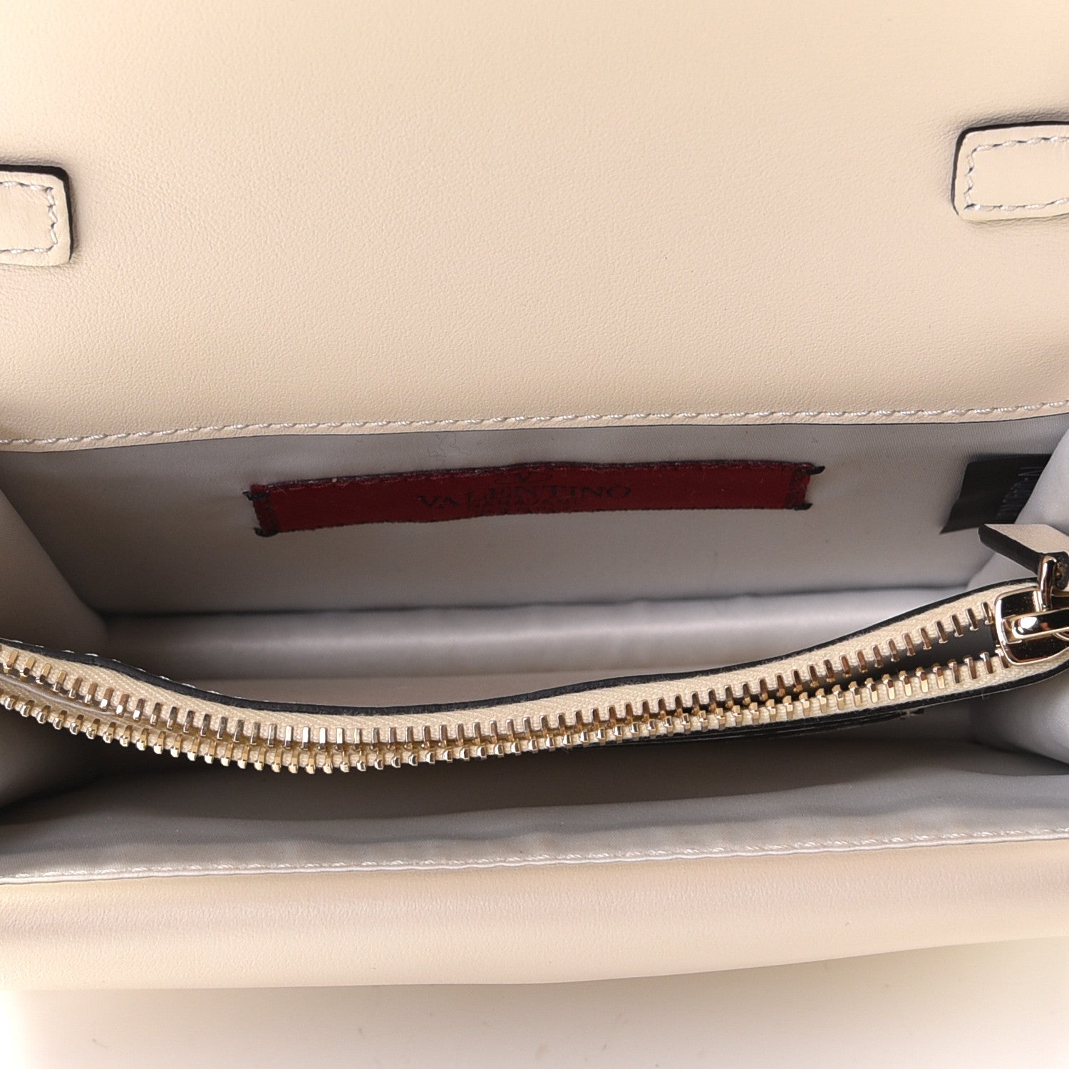 Valentino Garavani Calfskin Lacquered Monochrome Rockstud Wallet on Chain Ivory 8 of 8