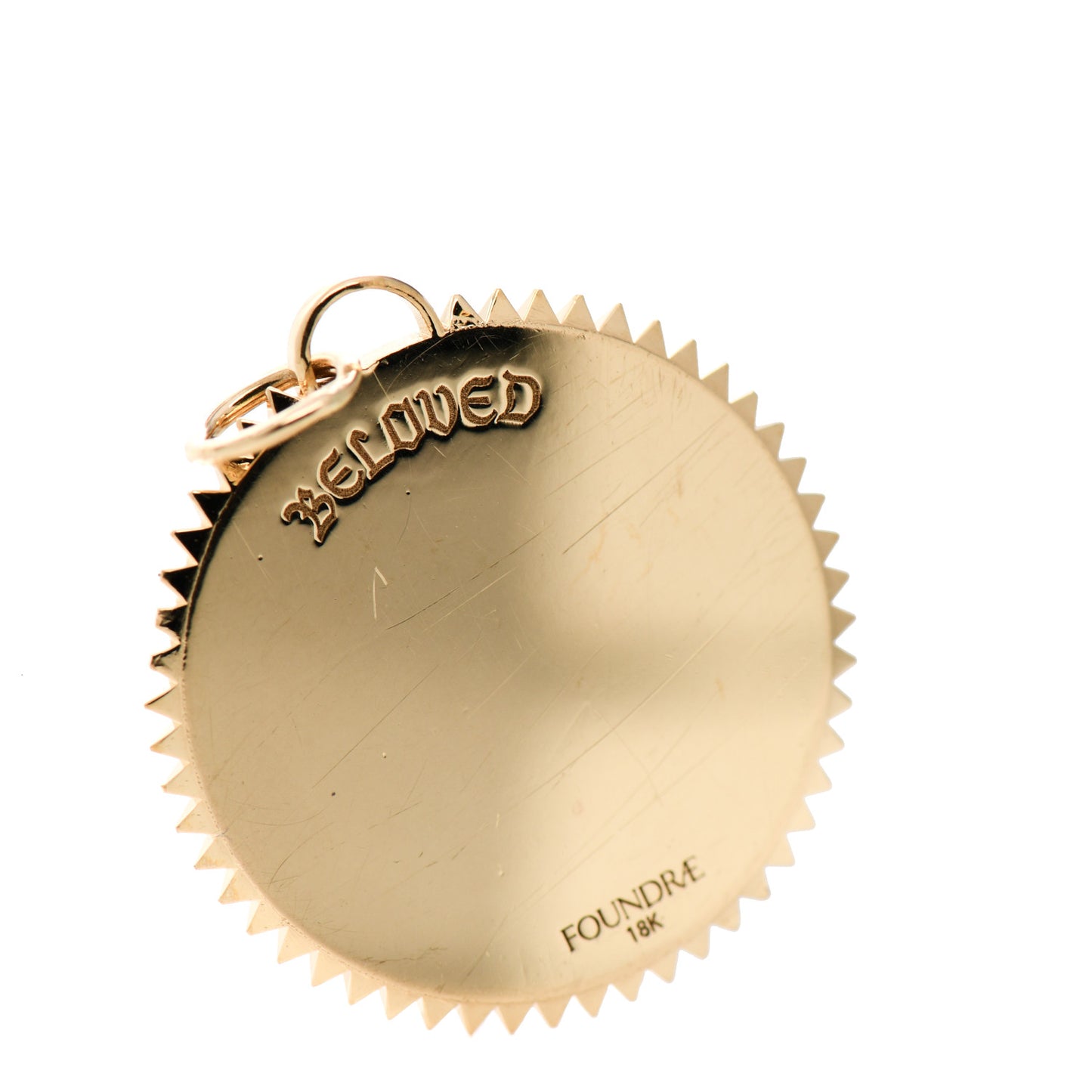 18K Yellow Gold Diamond Large Amate Love Specialty Medallion Pendant