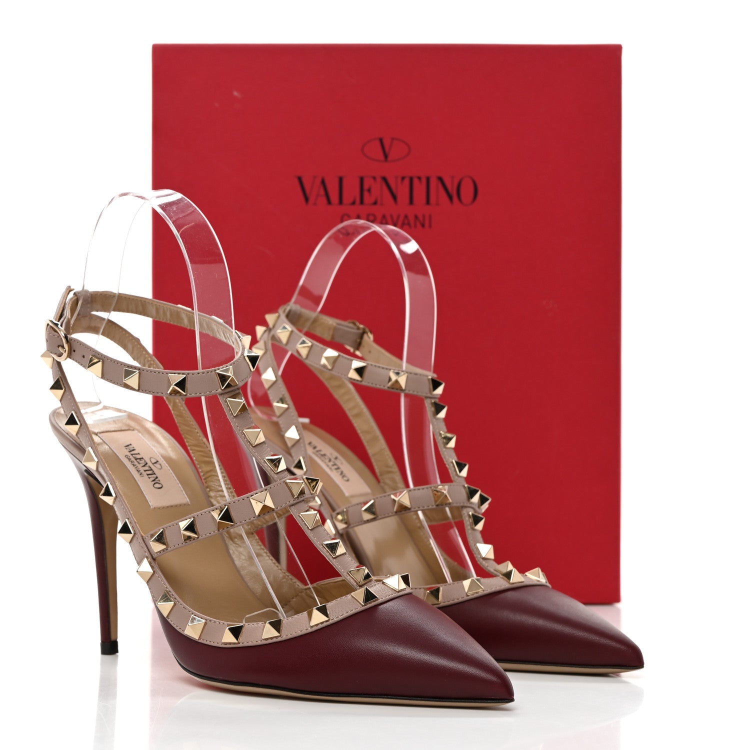Valentino Garavani Calfskin Nappa Rockstud Ankle Strap 100mm Pumps 38 Rubin Poudre 9 of 9