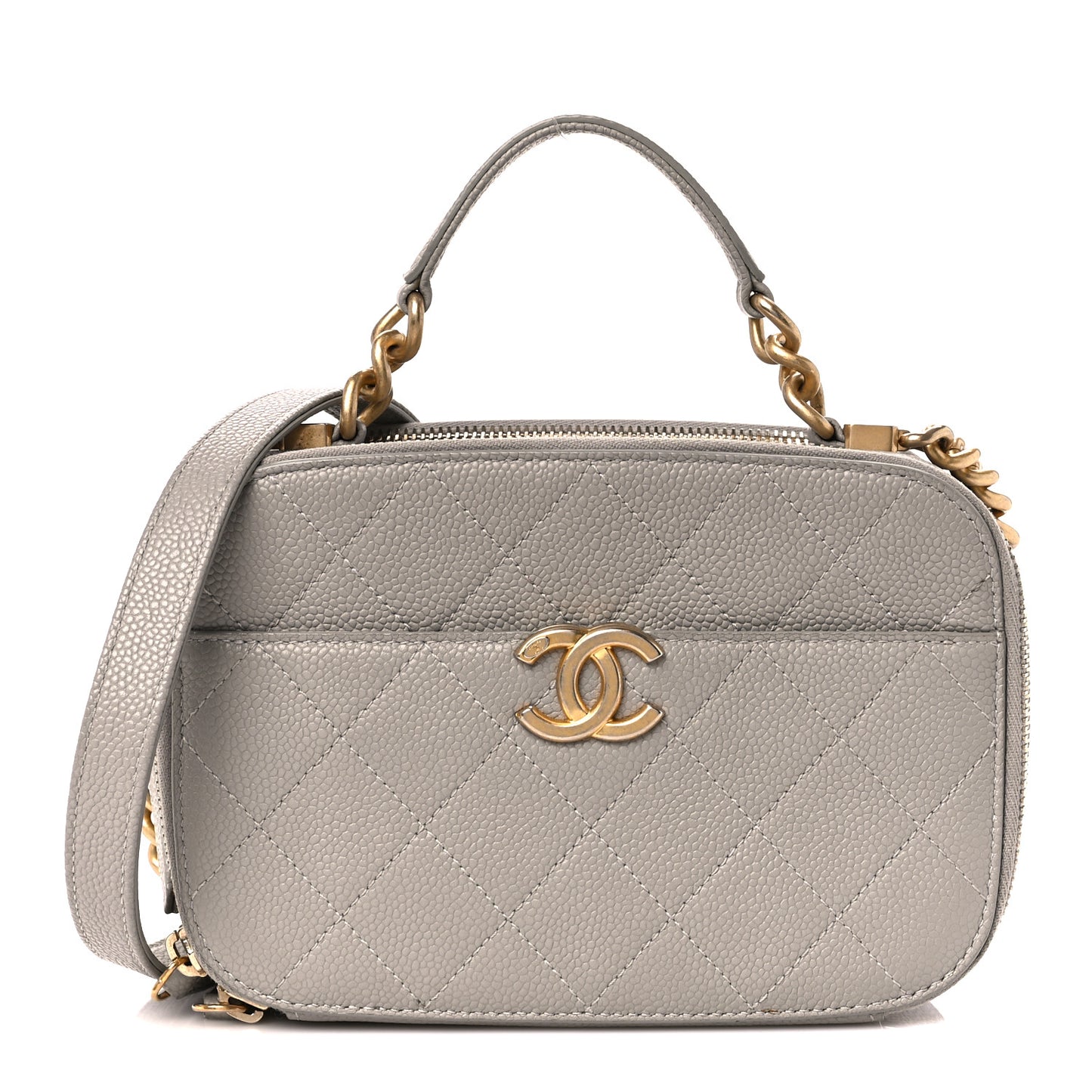 Caviar Quilted Small Camera Case Grey