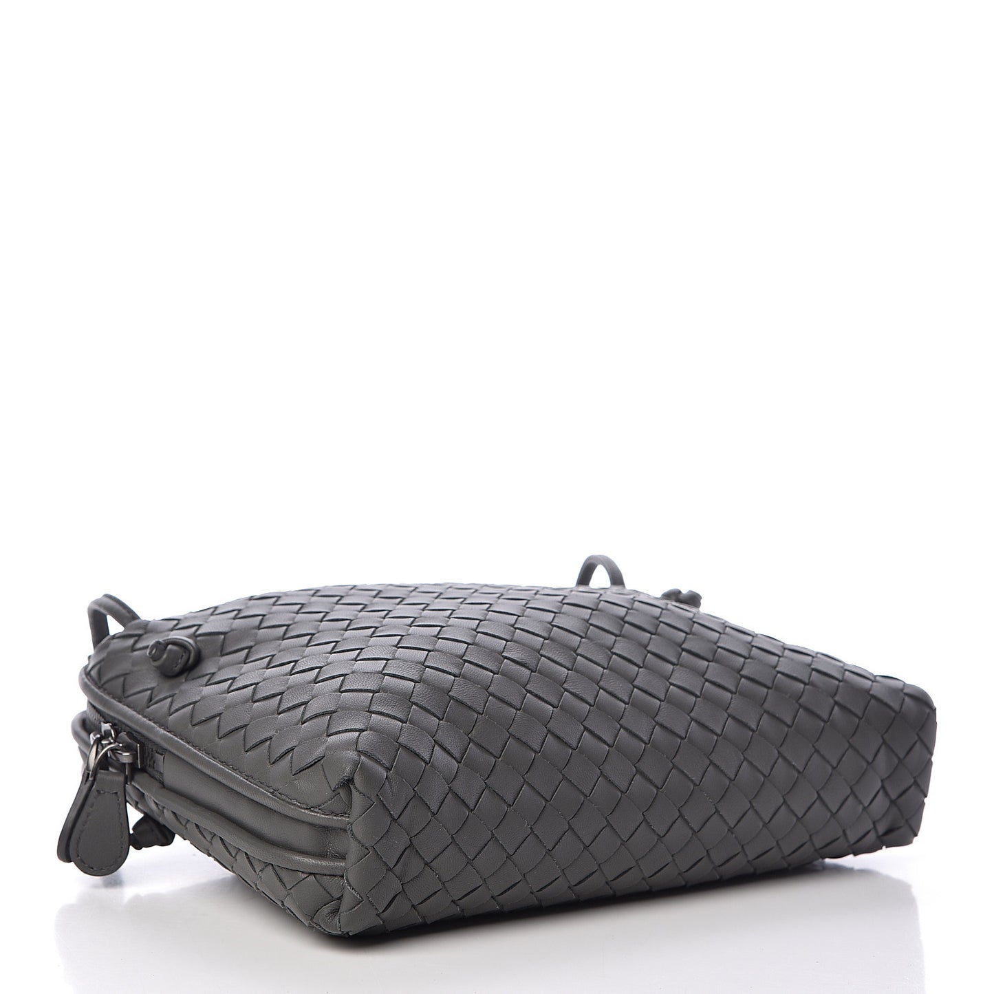 Nappa Intrecciato Pillow Crossbody Messenger Light Grey