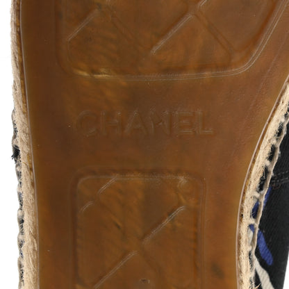 Chanel Printed Canvas Grosgrain Espadrilles 39 Blue Black 7 of 9