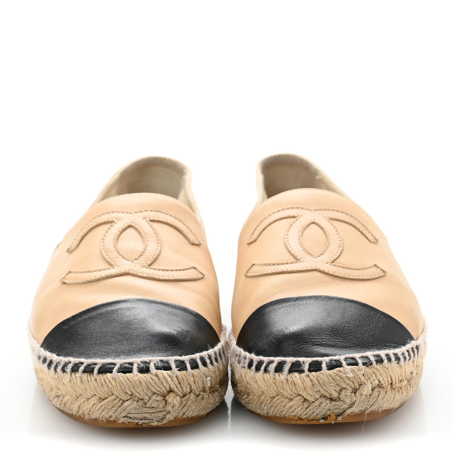 Chanel Lambskin CC Espadrilles 39 Beige Black 3 of 11