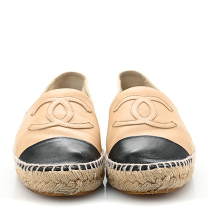 Chanel Lambskin CC Espadrilles 39 Beige Black 3 of 11