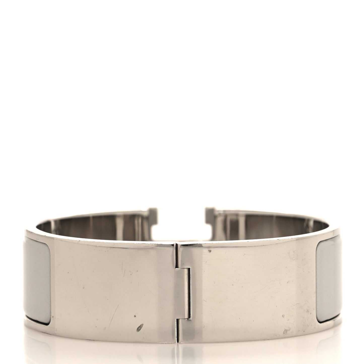 Enamel Wide Clic Clac H Bracelet GM Blanc Marron Glace